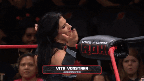 a woman in a wrestling ring with the name vita vonstarr on the screen