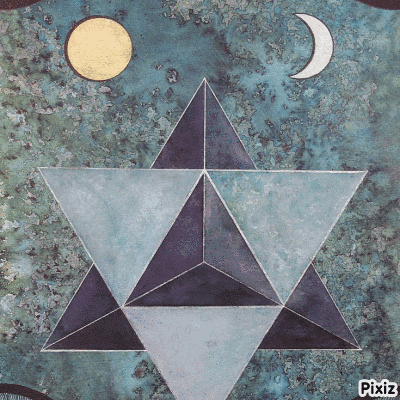 a painting of a star and a crescent moon with pixiz written below it
