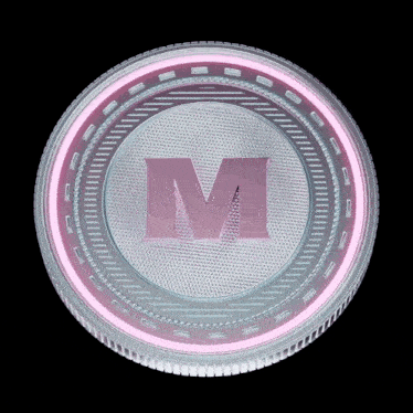 a clear plastic container with a pink letter m on it