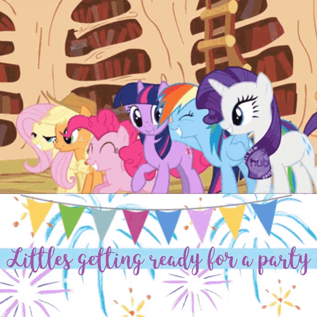 littles getting ready for a party sign with ponies