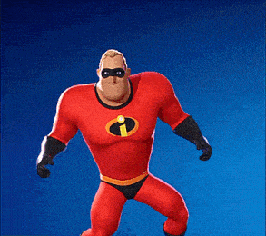 a cartoon character in a red superhero outfit with a yellow i on his chest