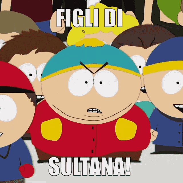 a group of cartoon characters with the words figli di sultana