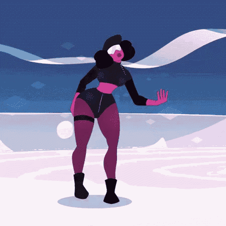 a cartoon drawing of a woman in a black outfit
