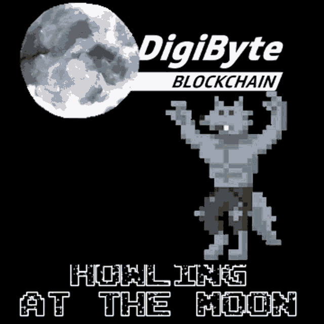 a pixel art of a werewolf standing in front of a full moon