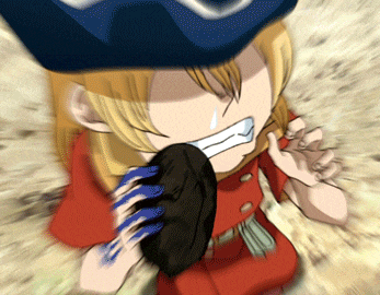 a blurry picture of a cartoon character with a blue hat on