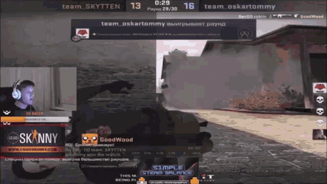 a screen shot of a video game with the name team skytten on it
