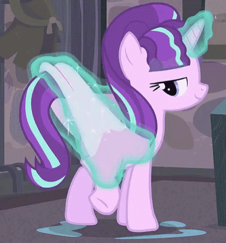 starlight glimmer from my little pony is standing in a puddle