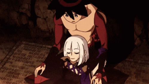a cartoon of a man and a woman with their eyes closed sitting on a rug