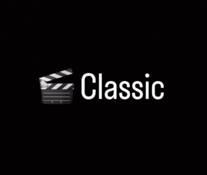 a black background with a clapper board and the words classic