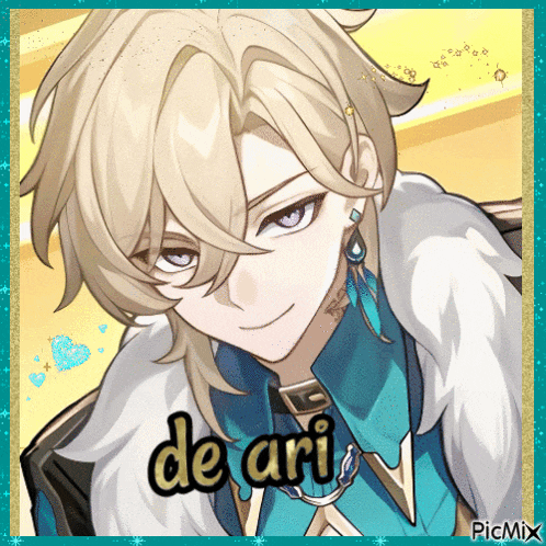 a picture of a boy with the word de ari written on it