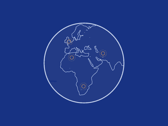 a drawing of the earth with circles around it