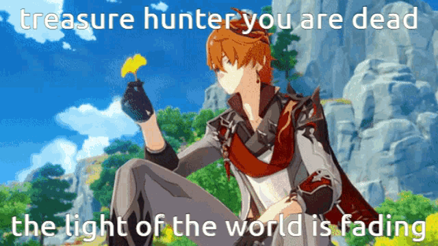 a treasure hunter is dead and the light of the world is fading behind him