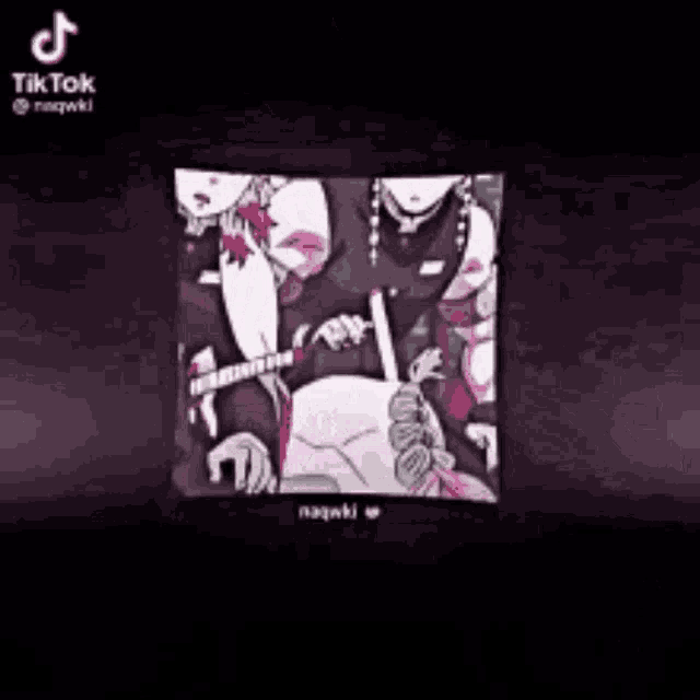 a cartoon of a woman with a tattoo on her arm is on a tiktok video .