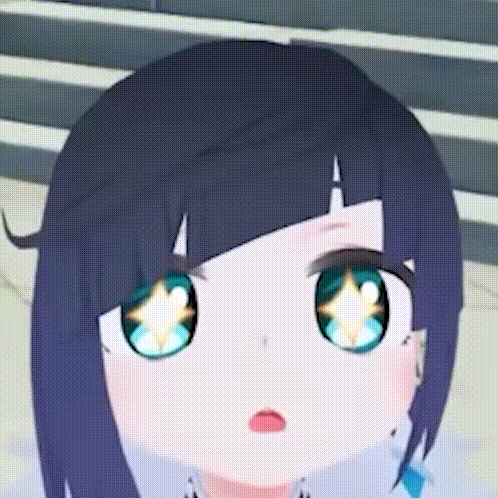 a close up of a cartoon girl 's face with blue eyes