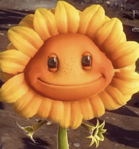 a cartoon sunflower with a smiling face