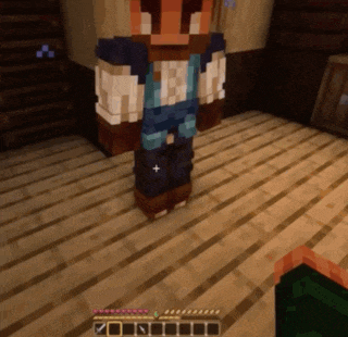 a minecraft character standing on a wood floor