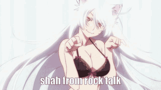 a picture of a girl with a cat ear and the words shah from rock talk on the bottom