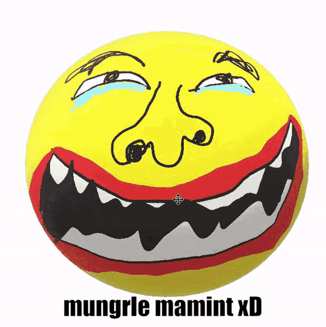 a yellow ball with a smiley face and the words mungrle mamint xd