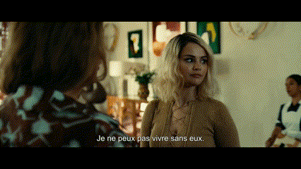 a woman talking to another woman with the words je ne peux pas vivre sans eux on the screen