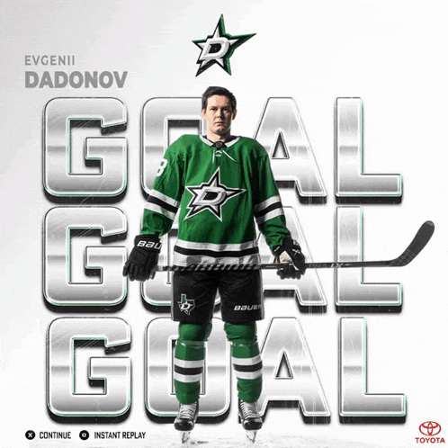 a hockey player with the name evgenii dadonov on the front