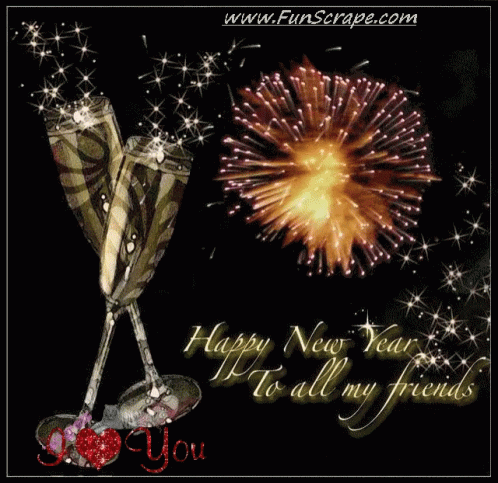 I Love You Happy New Year Friends GIF - I Love You Happy New Year Friends Cheers GIFs