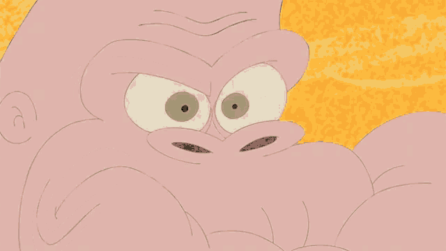 a cartoon drawing of a gorilla with a very angry face