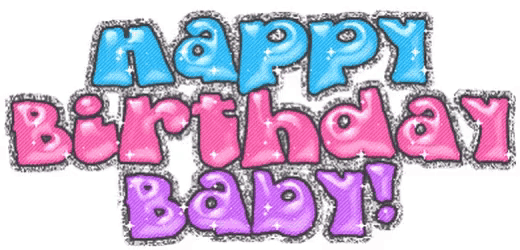 a pink and blue sign that says happy birthday baby on it