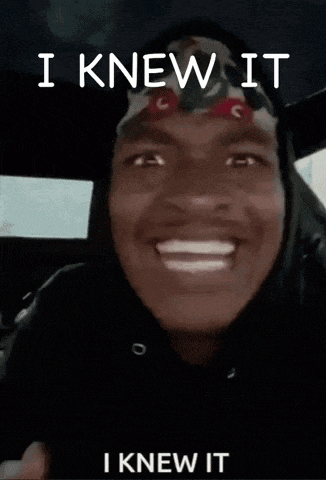 a man is making a funny face with the words " i knew it " on the bottom