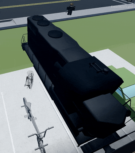 a screenshot of a video game shows a person standing next to a train