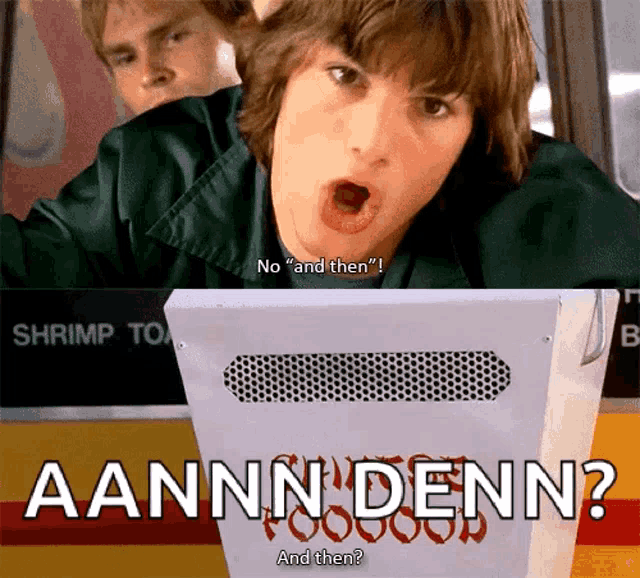 a picture of a man with his mouth open and the words " aannn denn " below him