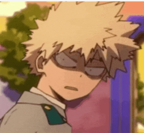 katsuki bakugo from my hero academia is making a funny face while wearing glasses .