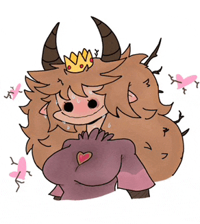a cartoon drawing of a woman with horns and a crown on her head