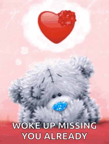 a teddy bear with the words woke up missing you already