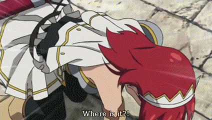 a cartoon character with red hair is laying on the ground and asking where is it .