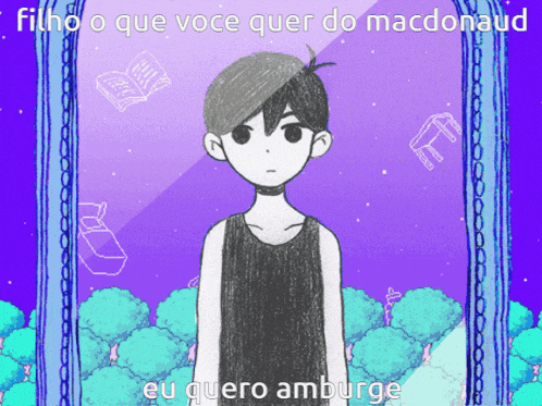 a cartoon of a boy with the words filho o que voce quer do macdonald eu quero amburge