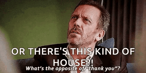 a man with a beard is sitting on a couch with the words or there 's this kind of house