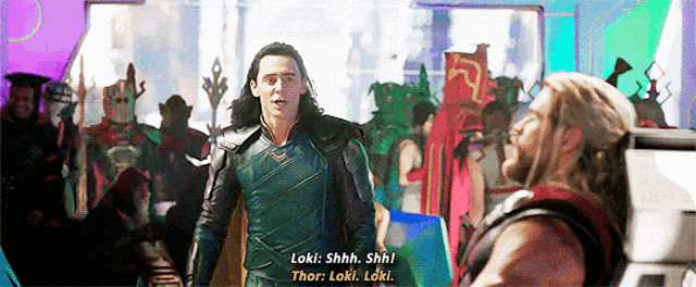 thor is talking to loki in a scene from the movie ragnarok
