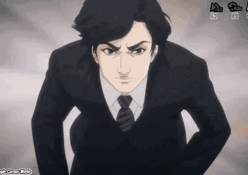 a man in a suit and tie is looking at the camera