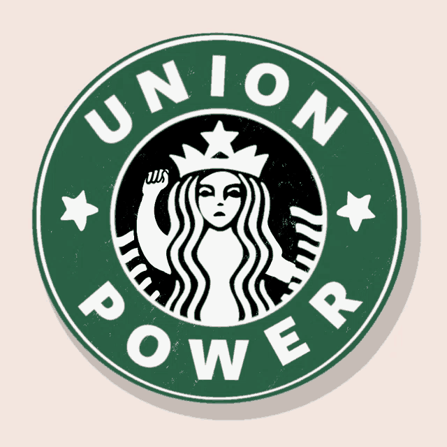 a starbucks logo that says union power in white letters