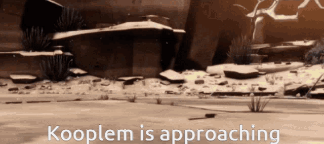 a video game scene with the words kooplem is approaching on the bottom