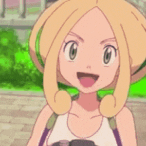 a close up of a cartoon girl with blonde hair and a backpack .