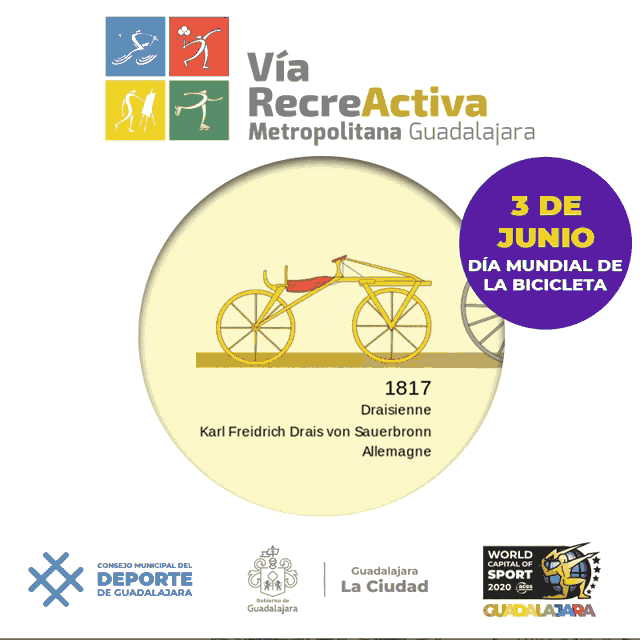 a poster for via recreativa metropolitana guadalajara with a bicycle on it
