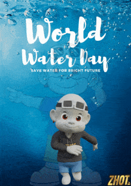 a poster for world water day with a cartoon character on it