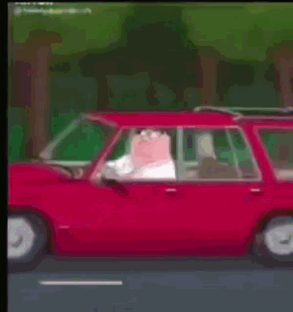 a cartoon character named peter griffin is driving a car