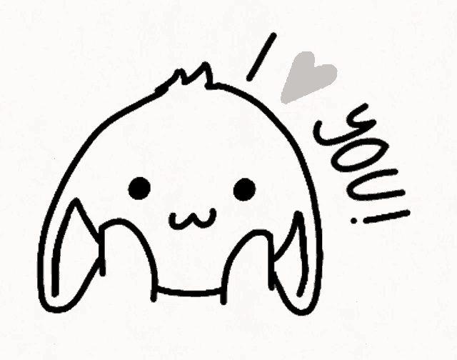 a drawing of a rabbit with a heart and the words " i love you "