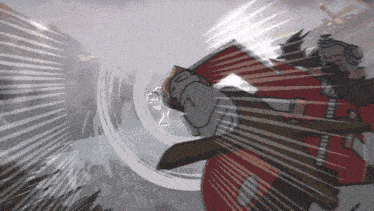 a cartoon drawing of a man holding a shield