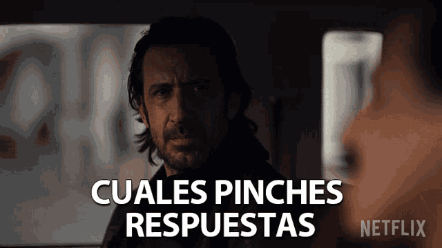 a man in a car with the words " cuales pinches respuestas " written below him