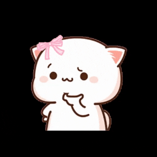 a white cat with a pink bow on its head is thinking .