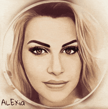 a drawing of a woman 's face with alexia written below it