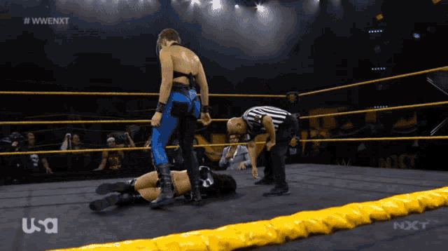 a wrestling match is being broadcasted by usa